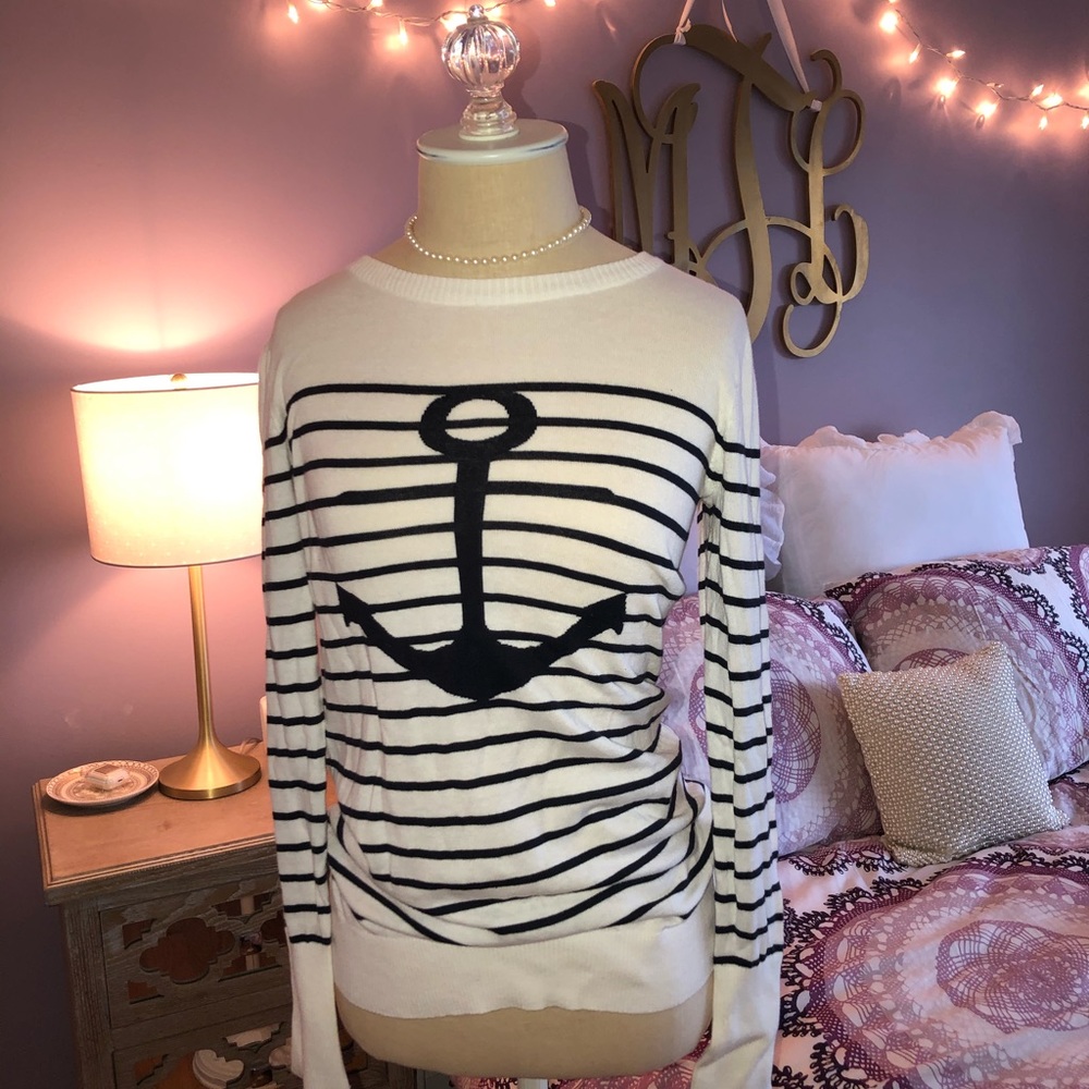 Nautica Striped Anchor Sweater